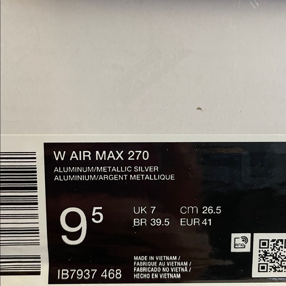 Nike Air Max 270 Aluminum/Metallic Silver US Women Sz 9.5/UK 7/EU 41(IB7937-468) - Picture 11 of 11
